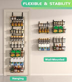 Mefirt 12 Inch Wide Narrow Over The Door Pantry Organizer Black 8-Tier - Image 4