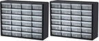 Akro-Mils 24-Drawer Plastic Storage Cabinet | 20" W x 6" D x 16" H | Black | Model 10124 | Garage Organization by Akro-Mils