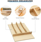 WelFurGeer Solid Birch Wood Silverware Drawer Organizer, Wooden Cutlery Drawer Organizer, Utensil Tray for Kitchen Drawers, Kitchen Utensil Organizer for Silverware, Flatware, Spoons, Forks, Knives - Image 4