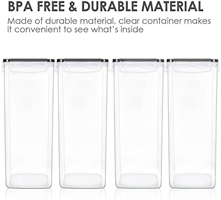 Vtopmart Extra Large Tall Airtight Food Storage Containers, 4 Pieces 5.9qt/6.5L Plastic PBA Free Kitchen Pantry Canister for Spaghetti, Flour and Baking Supplies, with 24 Labels, Black (Pack of 2) - Image 4