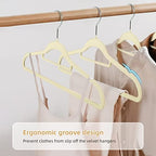 20 Pack Non-Slip Velvet Suit Hangers with 360° Swivel Hook - Space Saving Beige Clothes Hangers, Heavy Duty for Adults - Image 3
