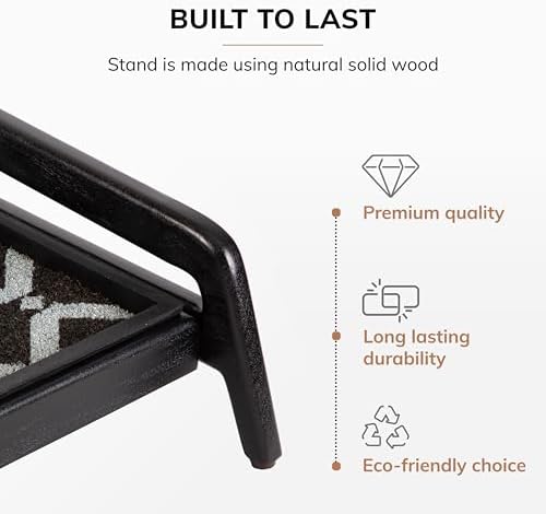 Anji Mountain Heavy Duty Waterproof Wooden Shoe Storage Mat Organizer/Boot Storage Tray Multi Use for Entryway with Coir, Black and Ivory Diamond Insert, 1 Tier, Fits 3 Pair (36.5" Wide) - Image 3
