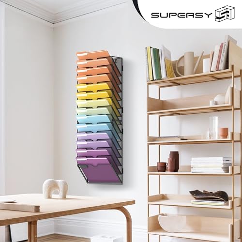 SUPEASY 14-Tier Wall File Organizer, Mesh Hanging Wall Mount File Holder - Image 5