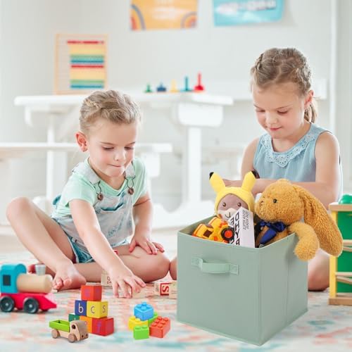 Stero 13x13x13 Inch Fabric Storage Bins 6 Pack Fun Colored Durable Storage Cubes with Handles Foldable Cube Baskets for Home, Kids Room, Closet and Toys Organization Multi Colors - Image 3