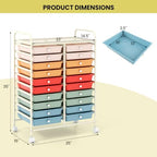 COSTWAY 20-Drawer Rolling Storage Cart, Utility Storage Organizer Cart - Image 3