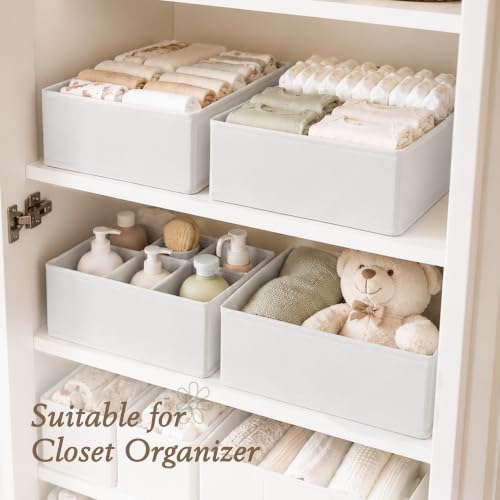Criusia Drawer Organizer 18-Piece Set, Dresser Organizer for Baby Clothes, Foldable Closet Storage & Drawer Dividers for Underwear, Socks, Nursery (Oatmeal) - Image 6