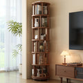 Muwuele 6 Tier Solid Wood Rotating Bookshelf Tower on Wheels, Walnut by Muwuele