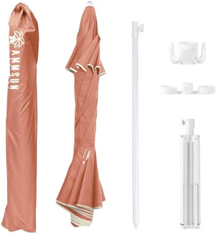 AMMSUN Shade Umbrella, Premium Portable Umbrella with Stand, 6.5ft Lightweight Free Standing Canopy for Sporting Games, Adjustable Instant Sun Protection and Easy to Carry, Peach Pink - Image 6