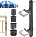 BeneLabel Patio Umbrella Holder for Deck Railing No Drill Deck Umbrella Clamp Mount Fits 1"-2" Umbrella Poles Space Saving Design Umbrella Holder for Deck Balcony Garden Poolside Railing by BeneLabel