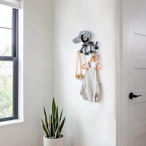 Three by Three Seattle Baby Wall-Mounted Coat Rack, Black Metal - Image 4