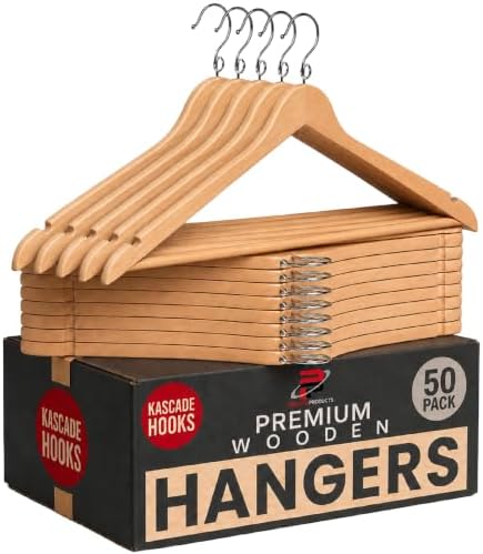 Proman Products Wooden Hangers Kascade Space Saving Clothes Hangers 50 Pack by PromanProducts