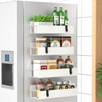 HuggieGems Metal Magnetic Spice Rack for Refrigerator Cream White, 4 Pack by HuggieGems