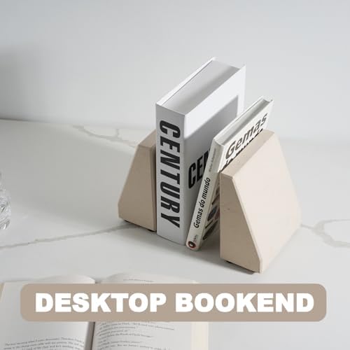 Book End, Natural Marble Bookend for Shelves, Non-Skid Bookends for Heavy Books, Heavy Duty Book Stopper for CDs and Oversized Books, Luxury Book Shelf Holder, Moleanos Beige - Image 6