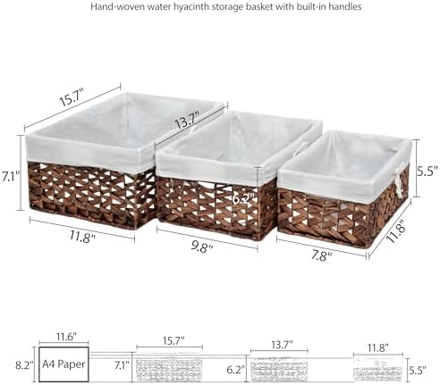 KINGWILLOW Wicker Basket Set of 3 with Removable Liner - Image 4