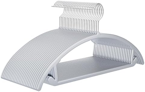 MIZGI Plastic Hangers 50 Pack, Patented Rounded Shoulder Sweater Hangers by MIZGI