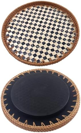 Mother of Pearl Lazy Susan, 13.8" Table Centerpiece Round Shell Decorative Lazy Susan Turntable Rotating Tray Organizer for Cabinet Counter Gift Kitchen Office Cafe Home Decor (Checkerboard) - Image 2