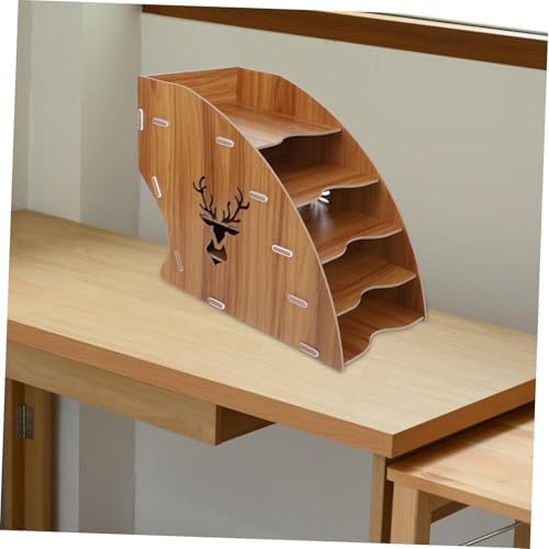 Wood Paper Organizer Mail Sorter File Holder with Multifunctional Storage - Image 7