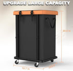 Laundry Hamper with Wheels,150L Leather Patchwork Clothes Hamper Black - Image 6