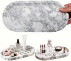 Oval Marble Tray for Bathroom, Marble Vanity Tray 10 x 5 x 0.6 by KAKUNM