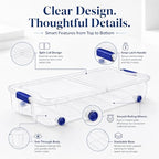 66 Qt Rolling Underbed Storage Bin with Split Lid, Clear Plastic Box, 2pack - Image 4
