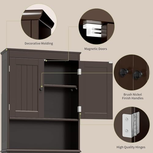 Gizoon Over the Toilet Storage Cabinet with Adjustable Shelf, Espresso - Image 5