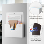 MFTEK Magnetic File Holder 6 Pockets Paper Holder, Hanging File Organizer Office Supplies Storage for Cabinets, Whiteboard, Magnetic Mail Letter Folder for Refrigerator (Classic White) - Image 4