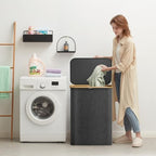 Lifewit 150L Large Laundry Basket with Lid, 2 Removable Bags, Dark Gray - Image 2