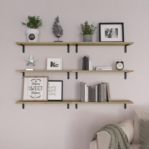 WOPITUES 24'' Long Floating Shelves for Wall Decor & Storage, Rustic Brown - Image 6