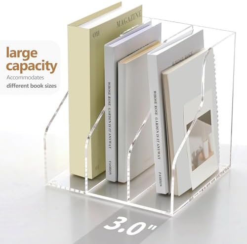 SANRUI 3 Slots Acrylic Magazine Holder, Desktop File Sorter Organizer Rack Bookshelf, Workspace Sorters Office Desk Accessories Organization Storage Stand, Clear - Image 7