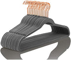 MIZGI Gray Velvet Hangers 30 Pack Non Slip Heavy Duty Rose Gold Hooks by MIZGI