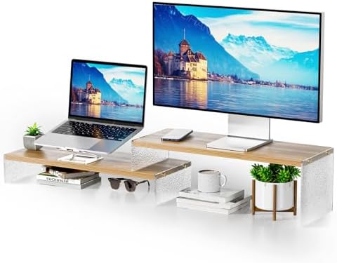 YGYQZ Adjustable Monitor Stand Riser, 7.67"×19.3" Dual Monitor Desk Stand by YGYQZ