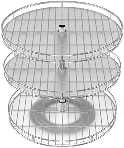 3 Tier Lazy Susan Large Shelf for Kitchen 13 inch,Tall Height Adjustable Turntable Spice Rack Spinner Cabinet Organizers and Storage,Rotating Under Sink Organizer,with PP Plastic Sheet (3 Tier) by Joddge