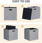 Posprica Fabric Storage Cubes, 13x13 Collapsible Storage Bins with Dual Handles, Foldable Storage Boxes Basket for Closet Shelf Cabinet Bookcase Organization, Set of 4, Houndstooth - Image 4