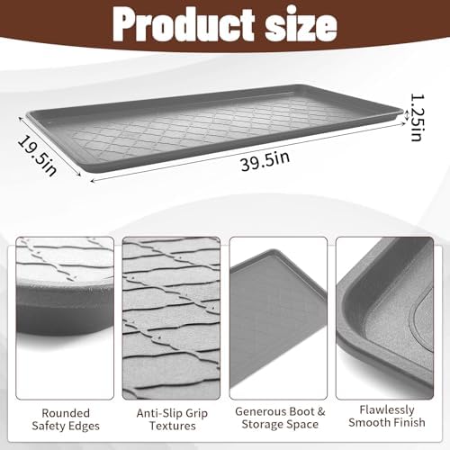 Geelin 3 Pack 40"x20" Extra Large Boot Tray, Long Shoe Mats, Gray - Image 2
