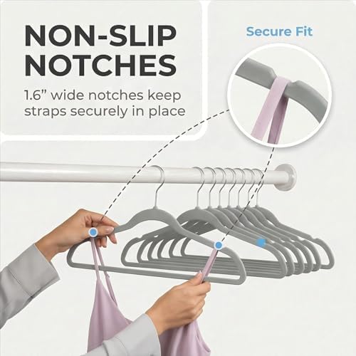 HOUSE DAY Grey Plastic Hangers 50 Pack - Ultra-Thin Heavy Duty Non-Velvet - Image 3