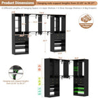 Besiost Closet System with Drawers, 120"/10FT, 151.2"/12.6FT, Built-in Closet Organizer System with Reversible Hanging Shelving and Hanging Rods, Black Set of 2 - Image 4