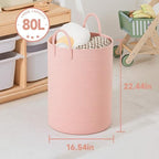 CLHMILY&Z Laundry Hamper Round Storage Rope Basket in Living Room, Bedroom, Laundry Room for Toy, Clothes, Blanket, Pillow (Pink, 80L) - Image 6