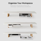 Fenge 42.5" Dual Monitor Stand with Storage Drawer & Solid Wood Legs - Image 4
