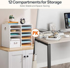 HOOBRO Literature Organizers, 12 Compartments Office Mailbox with Adjustable Shelves, Wood Countertop Literature Sorter for Office, Home, Classroom, Mailrooms Organization White WT12WF01 - Image 4