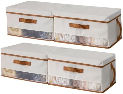 Large Fabric Storage Bins with Lid for Closet and Shelves, 4 Pack by GOXITAX