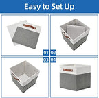 Temary Cube Storage Bins 4 Pack Storage Cubes 11?11 Fabric Storage Bins Foldable Cube Storage Baskets with Handles, Collapsible Storage Basket for Shelf (White & Grey, 11 x 11 x 11) - Image 7