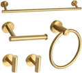 Brushed Gold Bathroom Hardware Accessories Set 5 Piece, Stainless Steel Bath Towel Bar Set 24 Inch,Toilet Paper Holder,Towel Ring Holder,Towel Rack Set,Gold Bathroom Accessories Kit by Ntipox