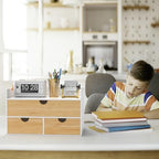 Bamboo Desk Organizer with Drawers, Desktop Storage for Office Supplies - Image 5
