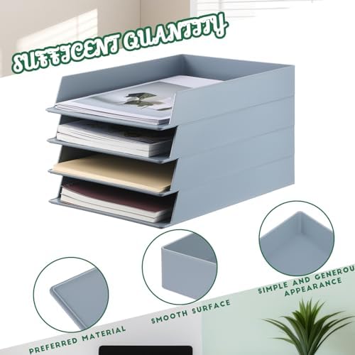 Wenqik Gray Letter Trays Stackable, 8 Pcs Plastic Desk Organizer - Image 4