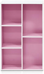 Furinno LUDER Book Shelf, 5-Cube Bookshelf, Reversible Bookcase, 9.4 x 19.5 x 31.5, Easy Assembly, for Living Room, Bedroom, Home Office, White/Pink - Image 4