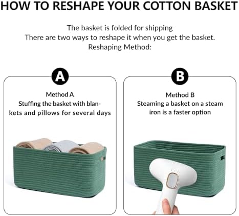 MiniArk Large Storage Baskets for Shelves, 17 x 13 x 7.5” Closet Organizers Bins for Clothes Blanket Towels, Baby Nursery, Toy Baskets Box, Woven Rope Baskets, 3 Packs Green - Image 7