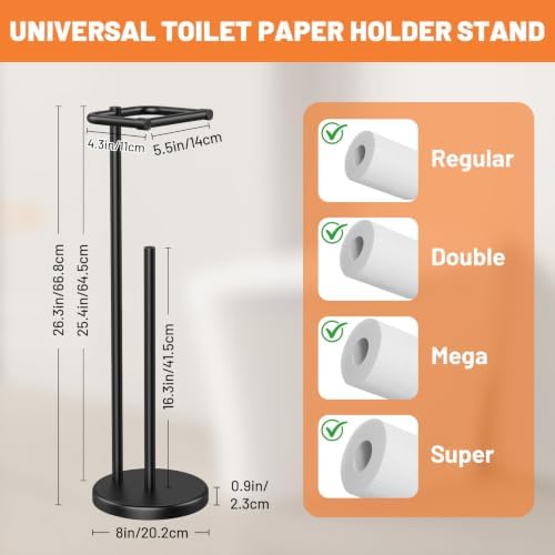 Housolution Free Standing Toilet Paper Holder, Black - Image 5