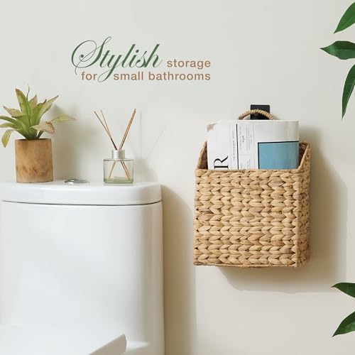 Set of 2 Wicker Hanging Basket for Organizing, Front Door, Mail, Flowers - Woven Wall Baskets for Storage - Image 4