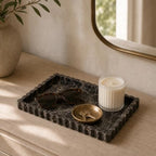 Vikua Dark Brown Marble Vanity Tray, 11.8×8in Scalloped Edge for Bathroom - Image 6