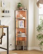 Corner Shelf Stand, 5 Tier Corner Bookshelf,Corner Furniture for Bedroom Display Corner Shelf for Small Space,Wood Shelves with Storage Rack for Living Room,Office,Gray - Image 5